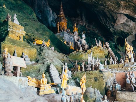Pak Ou caves hosting hundred of Buddha representations